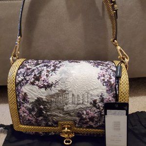 Authentic Dolce & Gabbana Ancient Greece Snakeskin trimmed shoulder bag, New